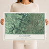 Map of Allegheny, Blair County, Pennsylvania, 12 x 18 inch unframed archival matte print