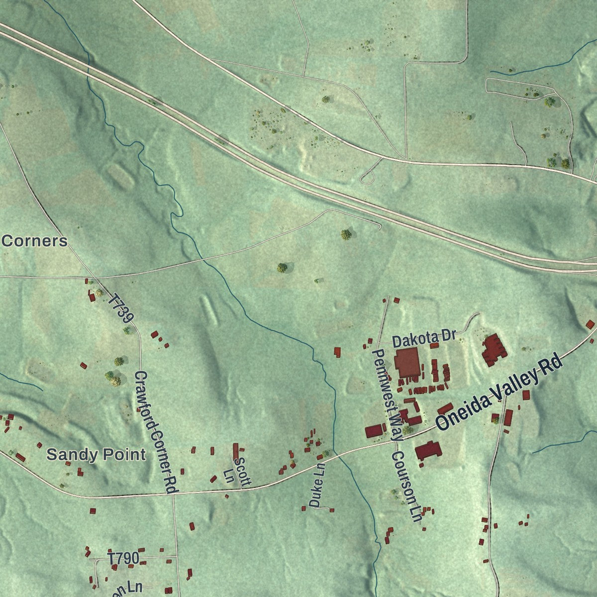 Close-up of the map of Allegheny, Butler County, Pennsylvania print showing street and building detail