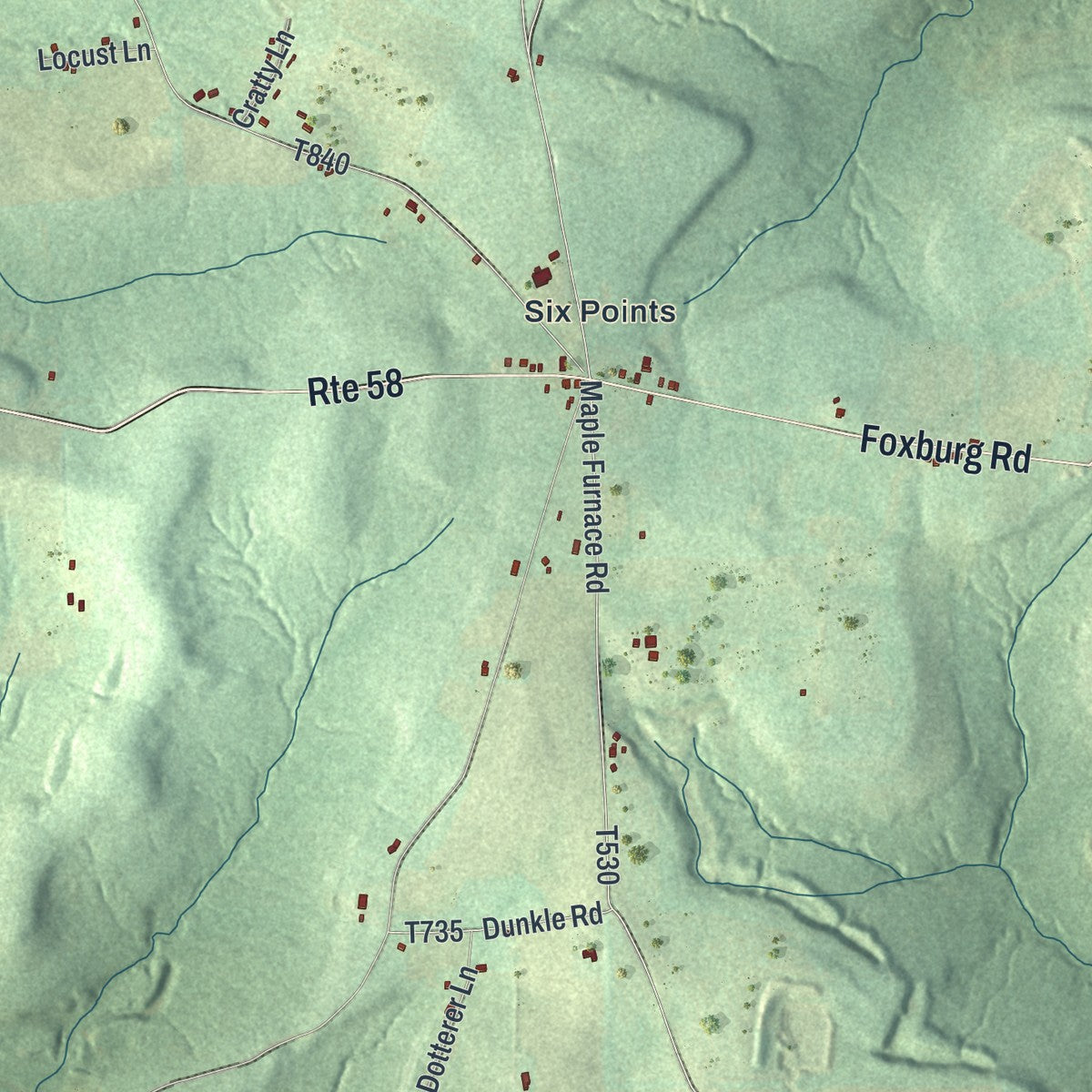 Second close-up of the map of Allegheny, Butler County, Pennsylvania print showing more streets and buildings