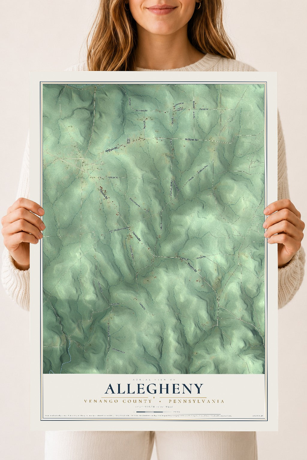 Map of Allegheny, Venango County, Pennsylvania, 18 x 24 inch unframed archival matte print