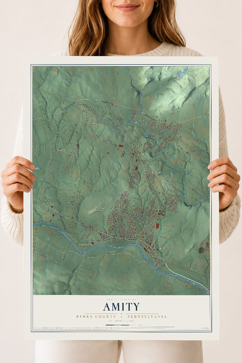Map of Amity, Berks County, Pennsylvania, 18 x 24 inch unframed archival matte print