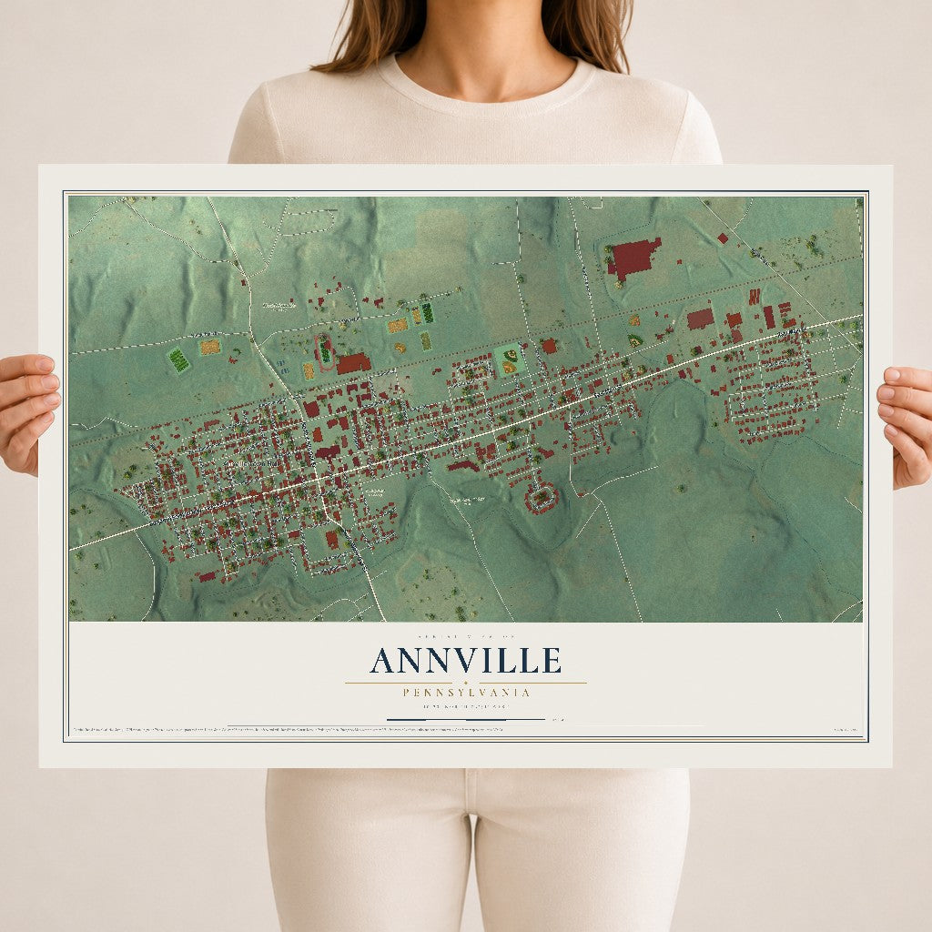 Map of Annville, Pennsylvania, 18 x 24 inch unframed archival matte print
