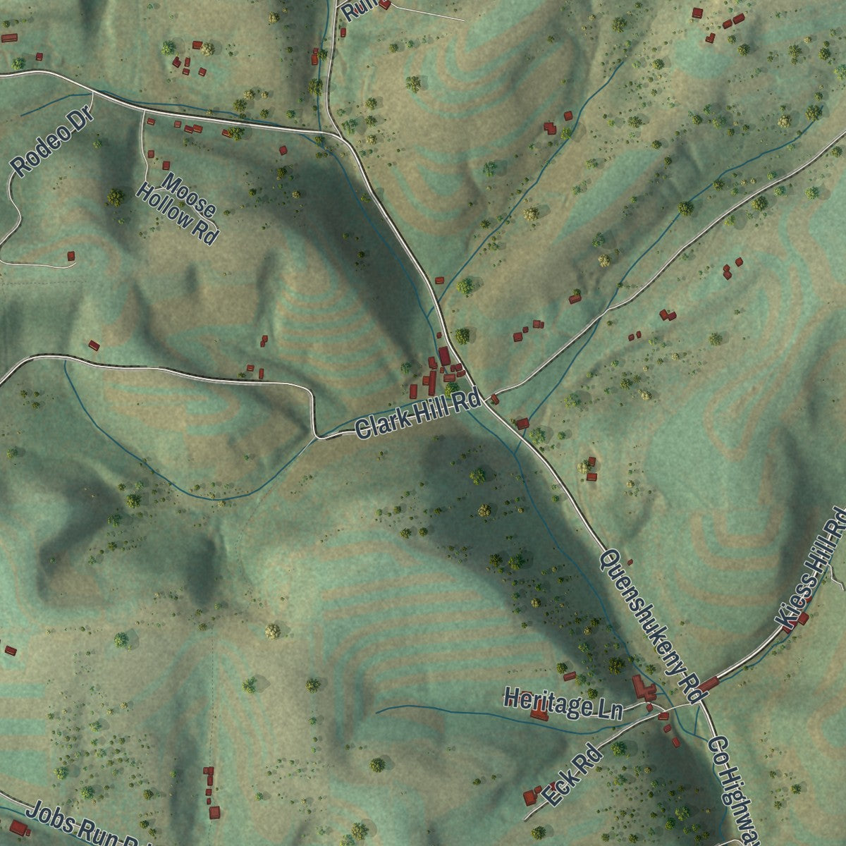 Second close-up of the map of Anthony, Lycoming County, Pennsylvania print showing more streets and buildings