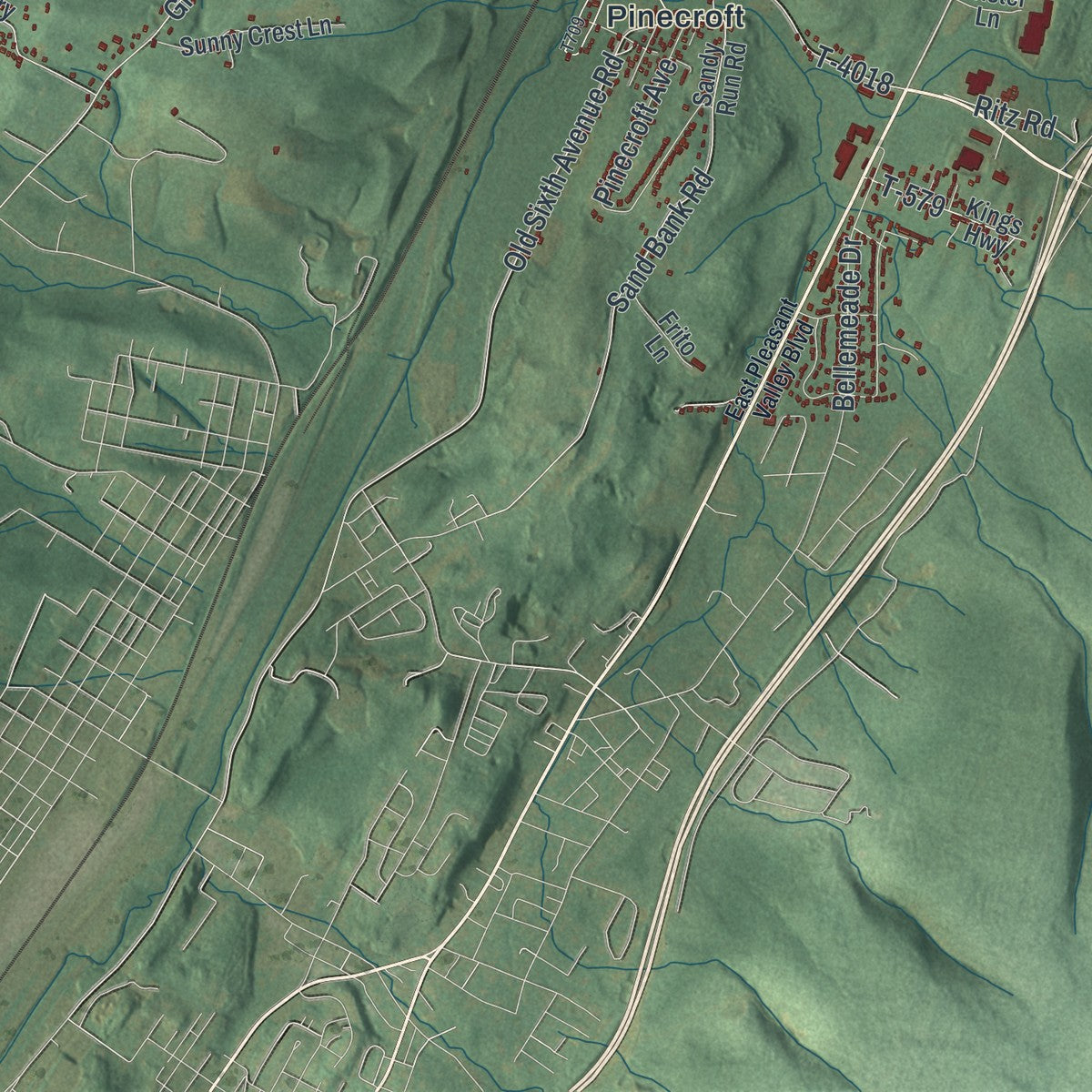 Close-up of the map of Antis, Pennsylvania print showing street and building detail