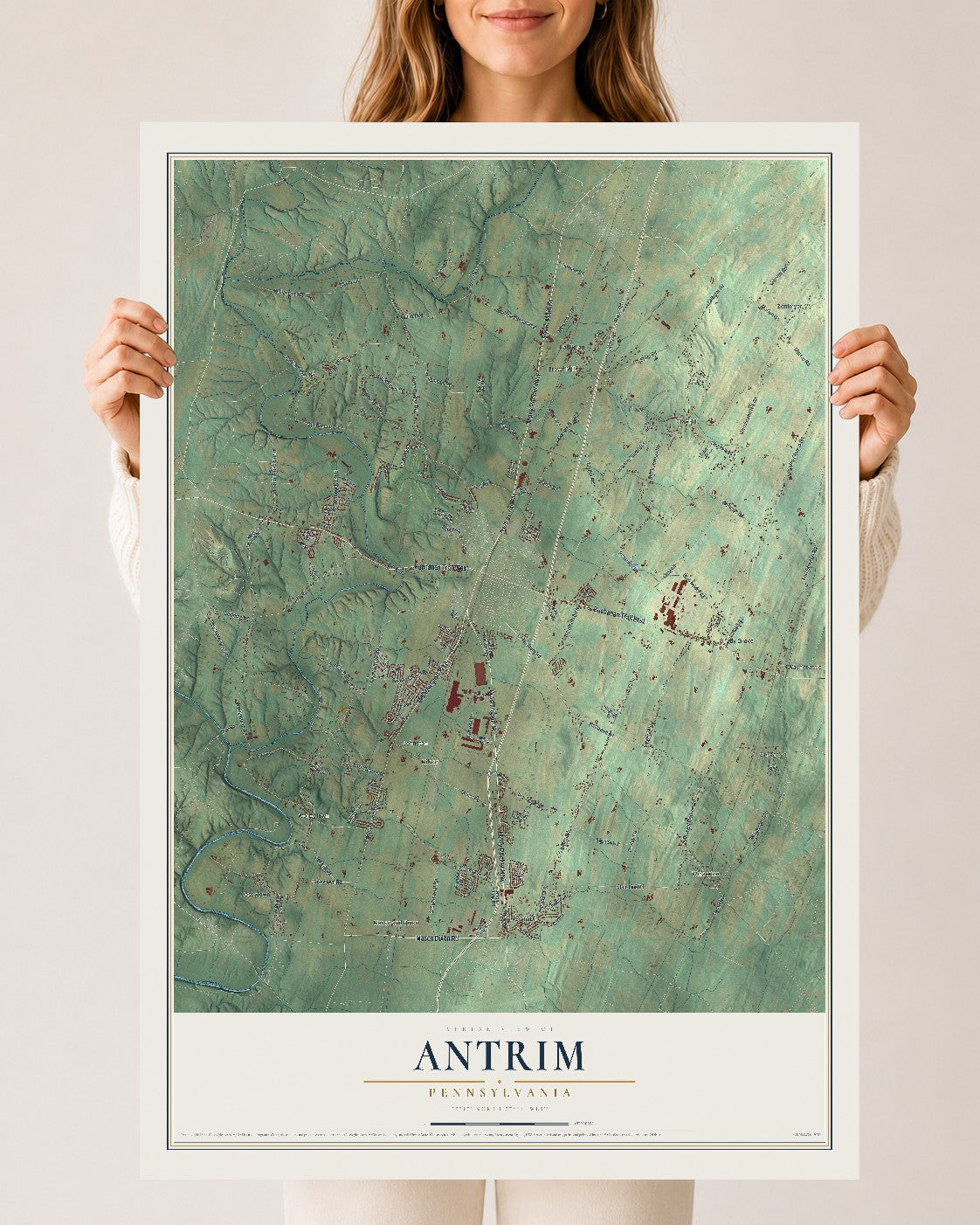 Map of Antrim, Pennsylvania, 24 x 36 inch unframed archival matte print