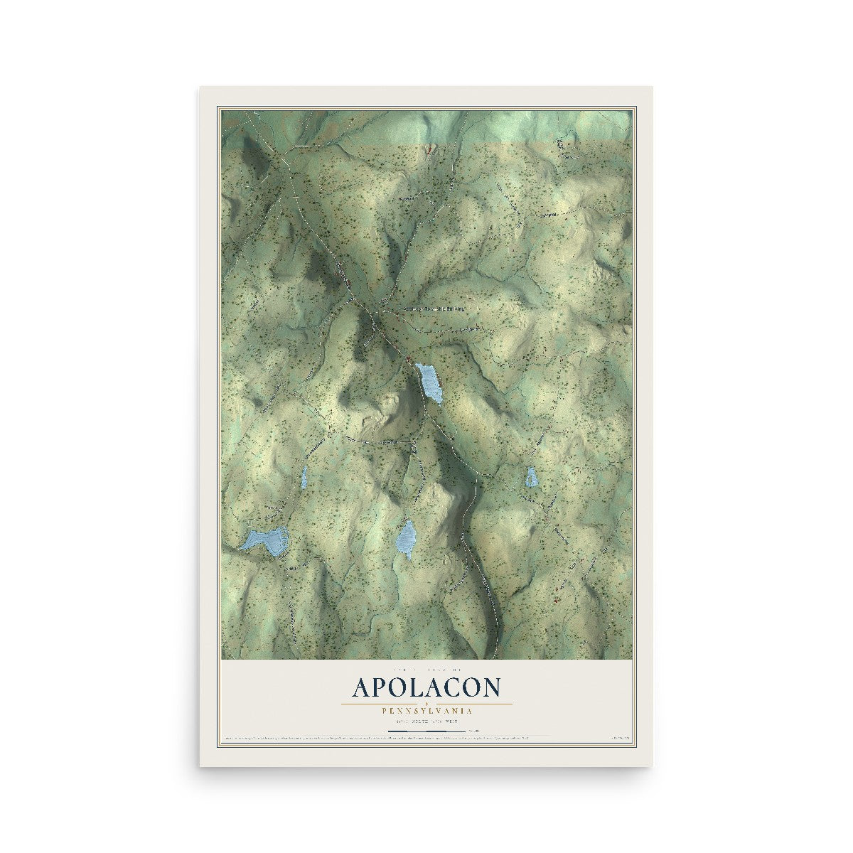 Map of Apolacon, Pennsylvania, 12 x 18 inch unframed archival matte print
