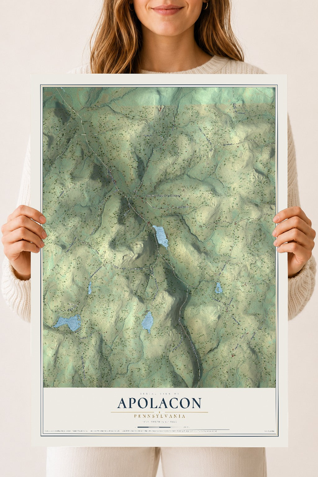 Map of Apolacon, Pennsylvania, 18 x 24 inch unframed archival matte print