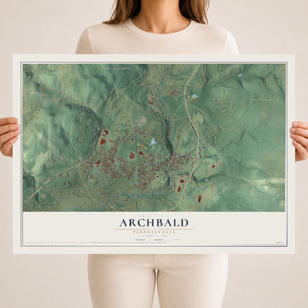 Map of Archbald, Pennsylvania, 18 x 24 inch unframed archival matte print