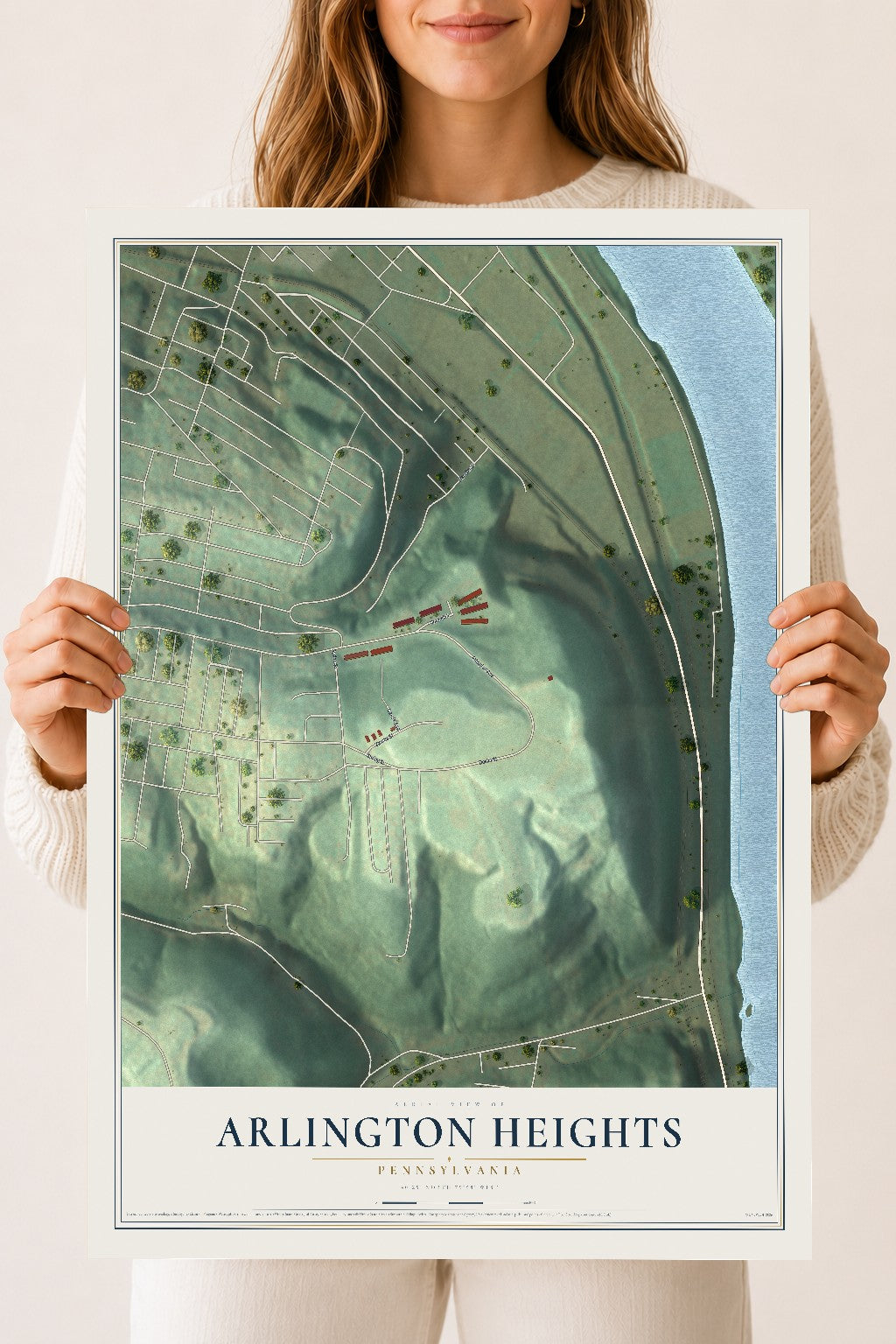 Map of Arlington Heights, Pennsylvania, 18 x 24 inch unframed archival matte print