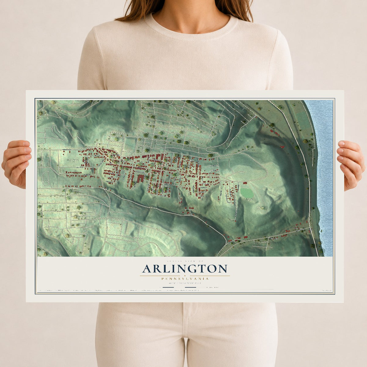 Map of Arlington, Pennsylvania, 12 x 18 inch unframed archival matte print