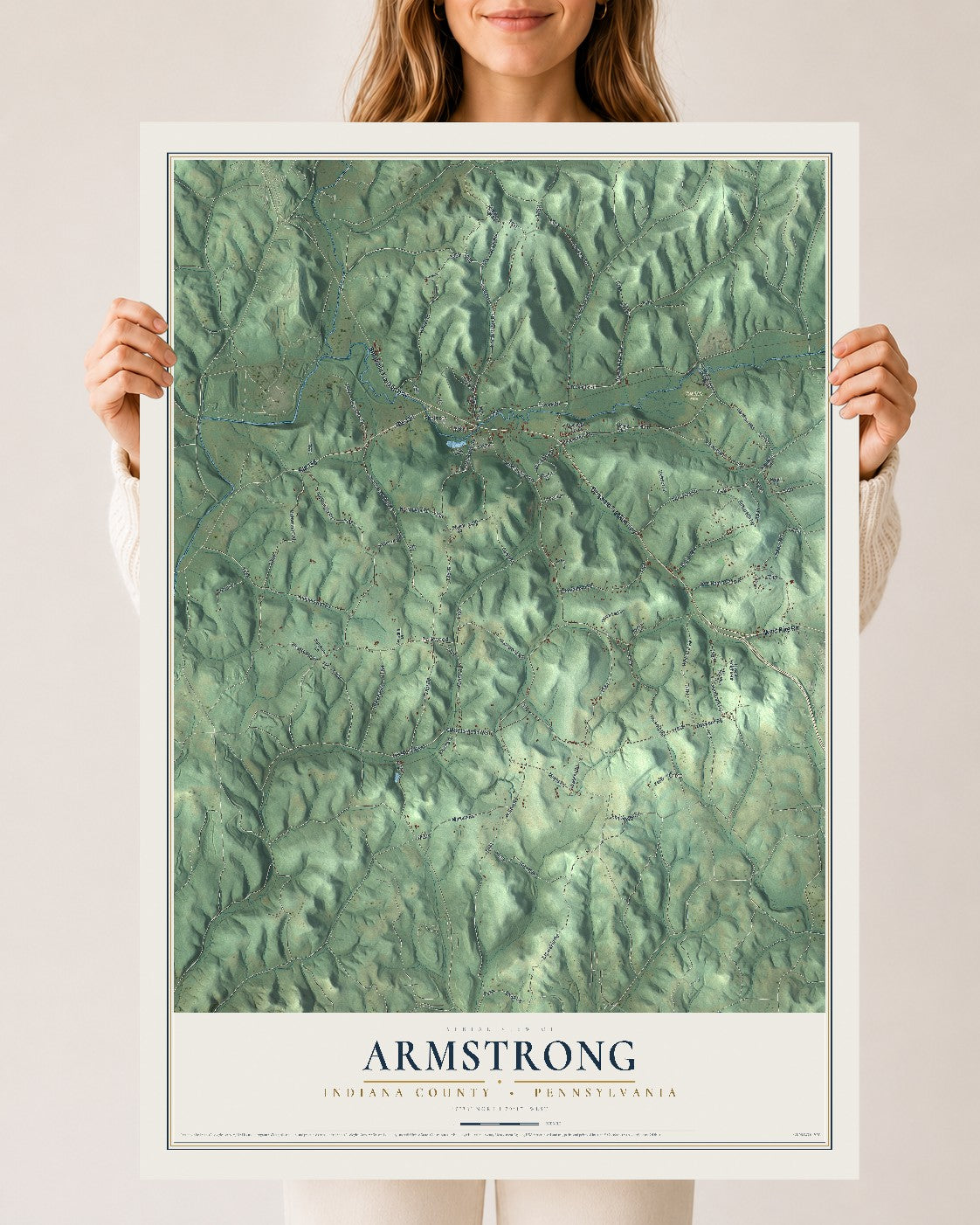 Map of Armstrong, Indiana County, Pennsylvania, 24 x 36 inch unframed archival matte print