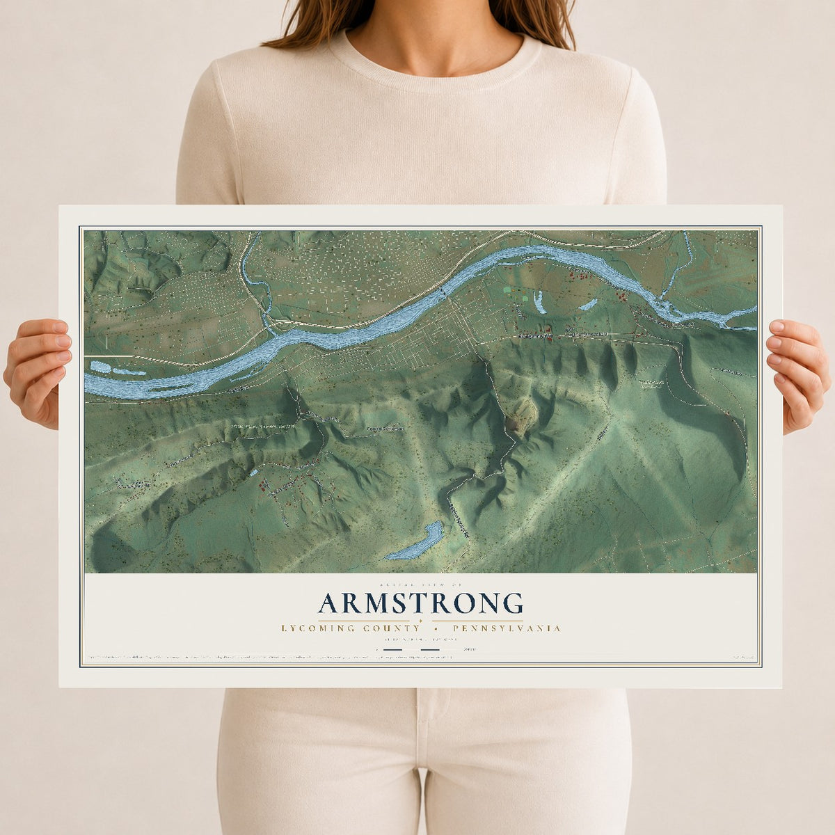 Map of Armstrong, Lycoming County, Pennsylvania, 12 x 18 inch unframed archival matte print