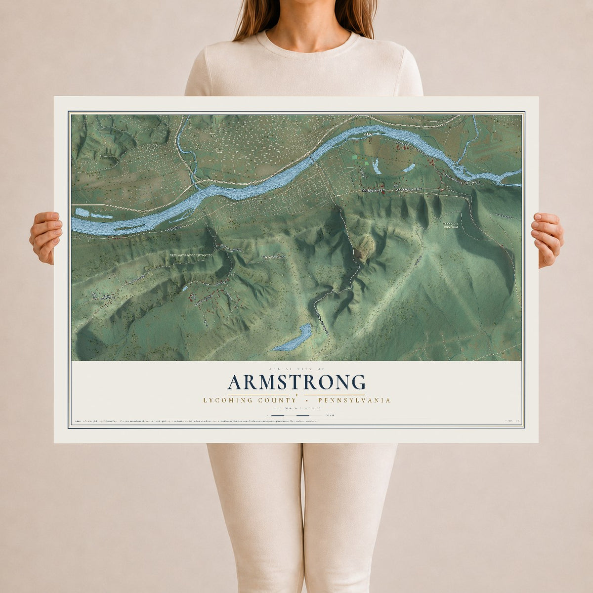 Map of Armstrong, Lycoming County, Pennsylvania, 24 x 36 inch unframed archival matte print
