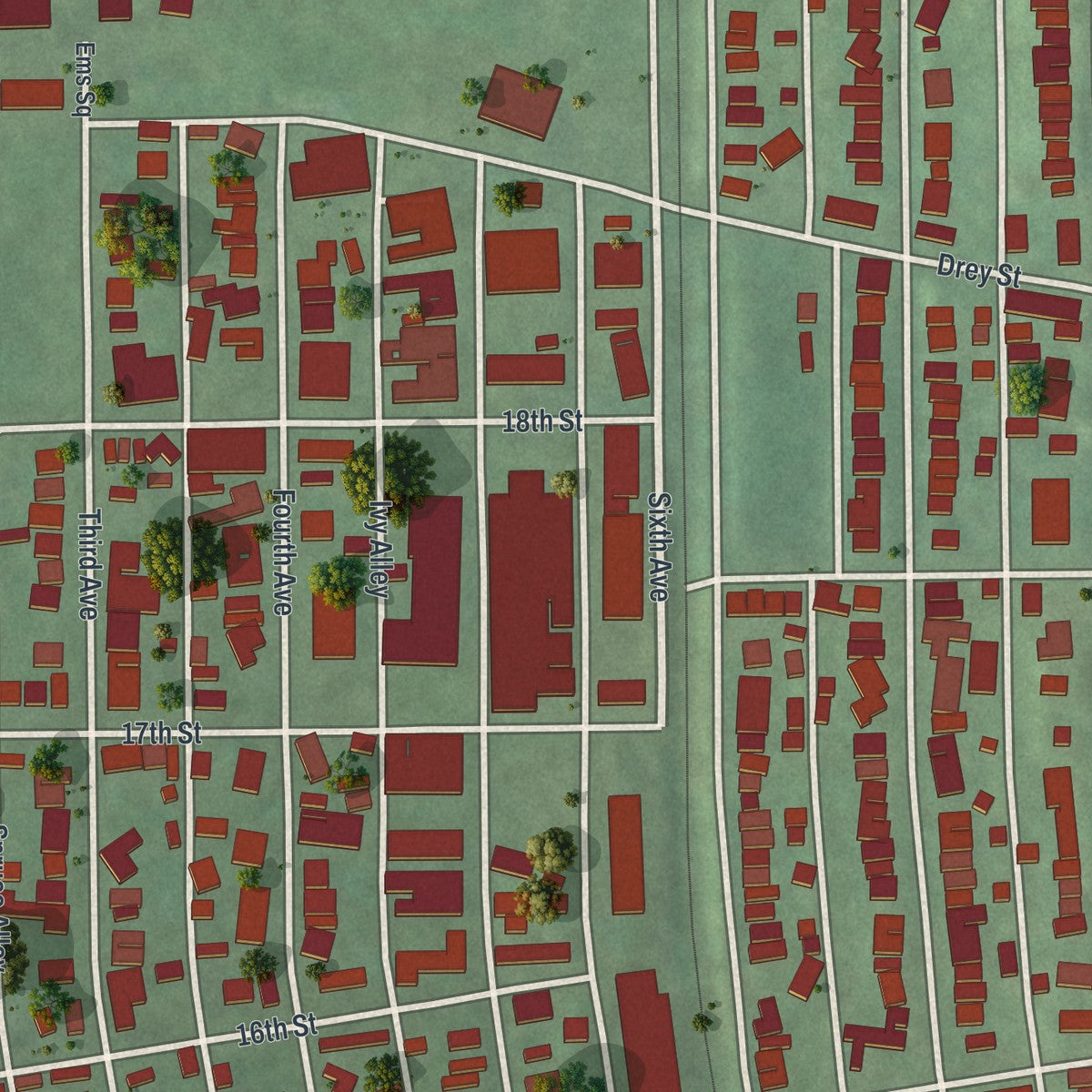 Second close-up of the map of Arnold, Pennsylvania print showing more streets and buildings