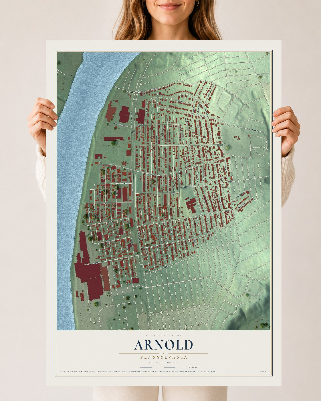 Map of Arnold, Pennsylvania, 24 x 36 inch unframed archival matte print
