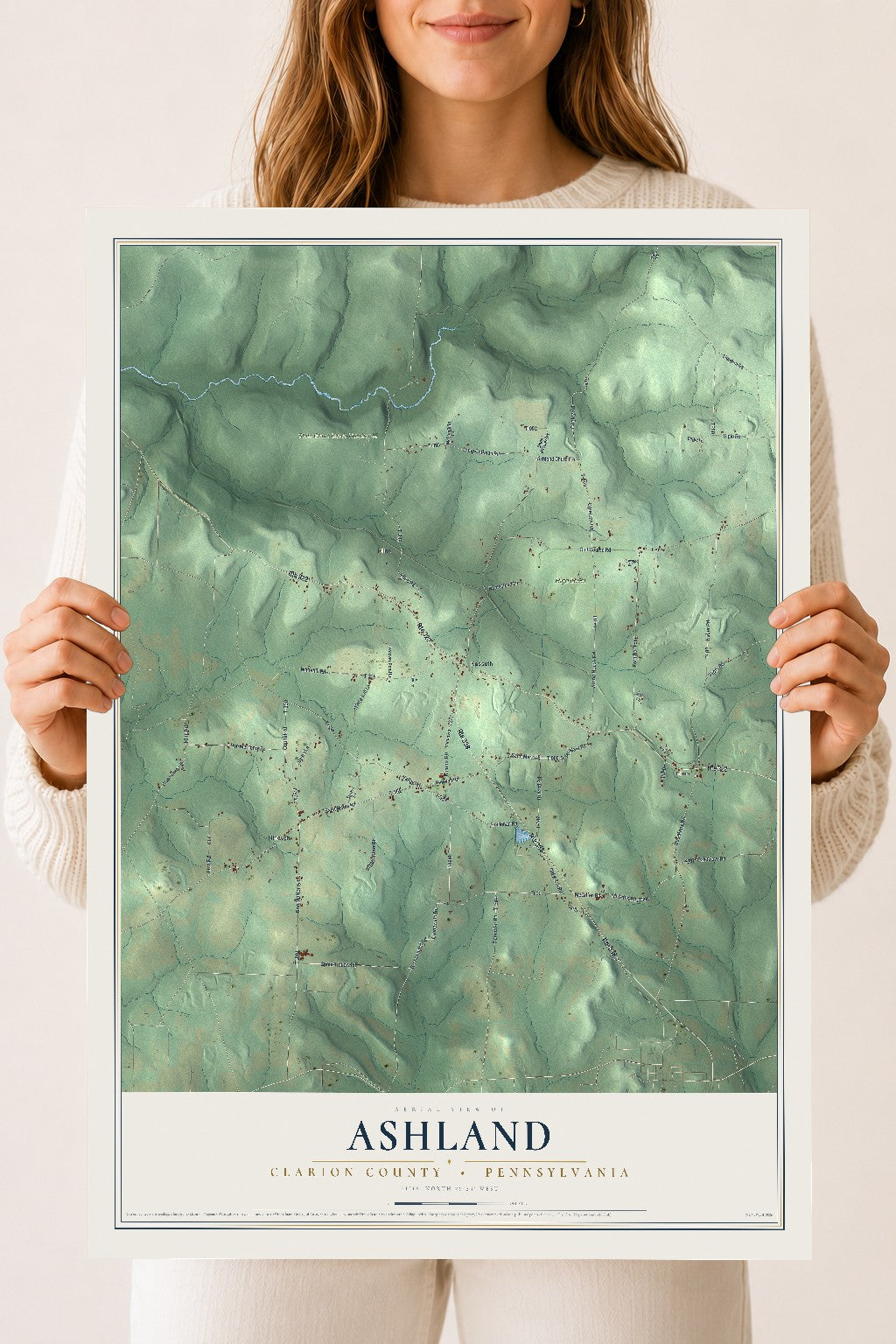 Map of Ashland, Clarion County, Pennsylvania, 18 x 24 inch unframed archival matte print