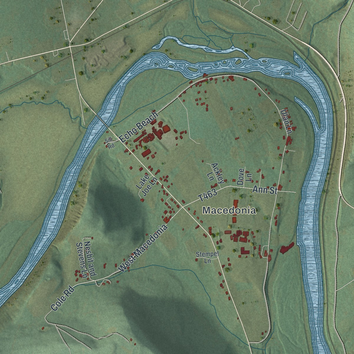 Close-up of the map of Asylum, Pennsylvania print showing street and building detail