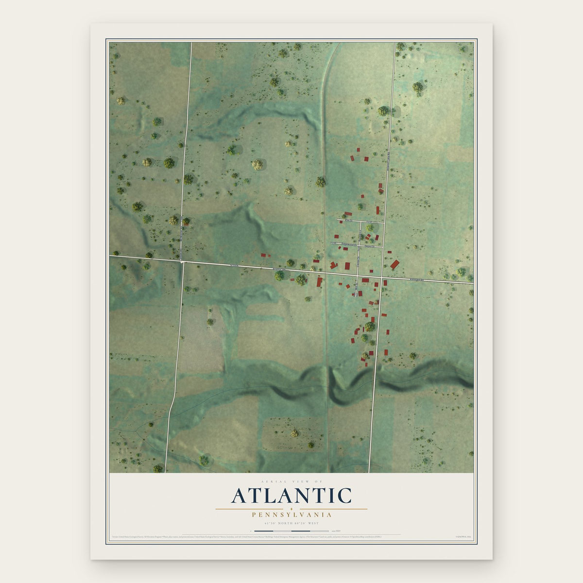 Atlantic, Pennsylvania map print, the full design