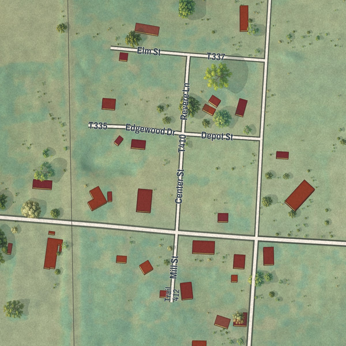 Close-up of the map of Atlantic, Pennsylvania print showing street and building detail