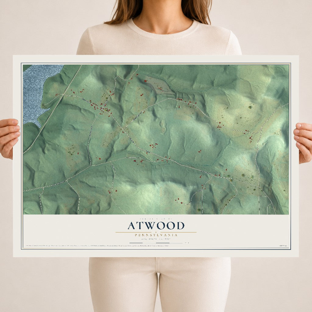 Map of Atwood, Pennsylvania, 18 x 24 inch unframed archival matte print