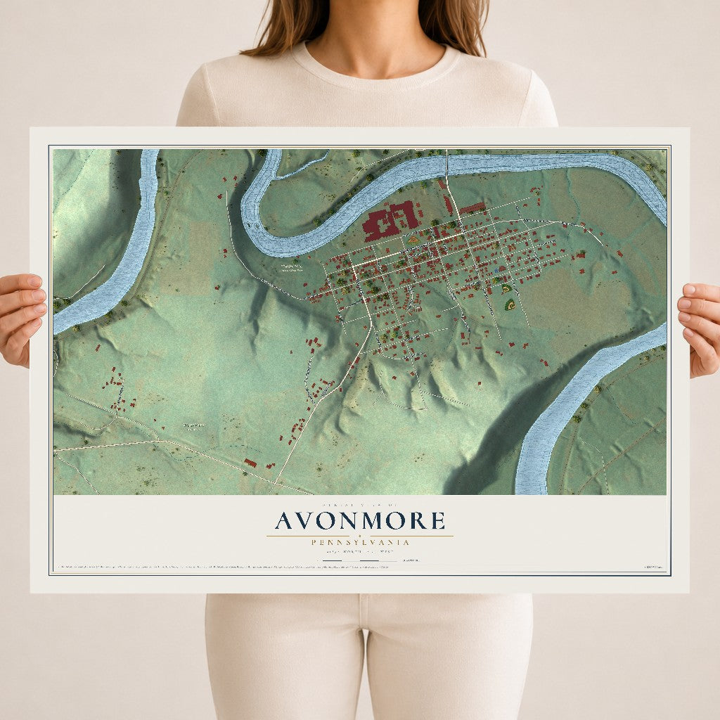 Map of Avonmore, Pennsylvania, 18 x 24 inch unframed archival matte print