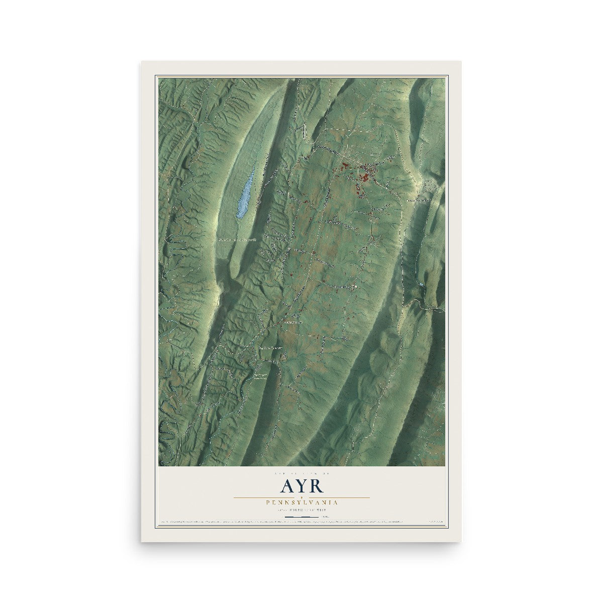 Map of Ayr, Pennsylvania, 12 x 18 inch unframed archival matte print
