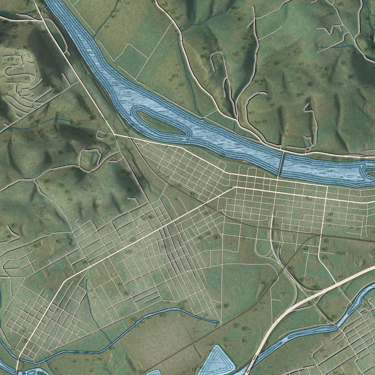Close-up of the map of Bald Eagle, Pennsylvania print showing street and building detail
