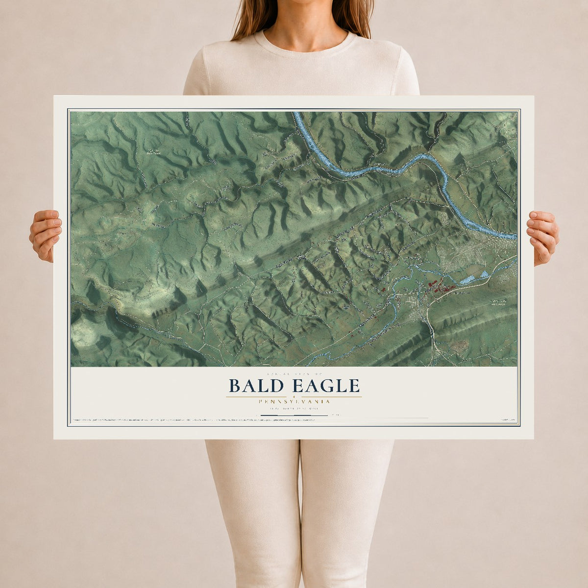 Map of Bald Eagle, Pennsylvania, 24 x 36 inch unframed archival matte print