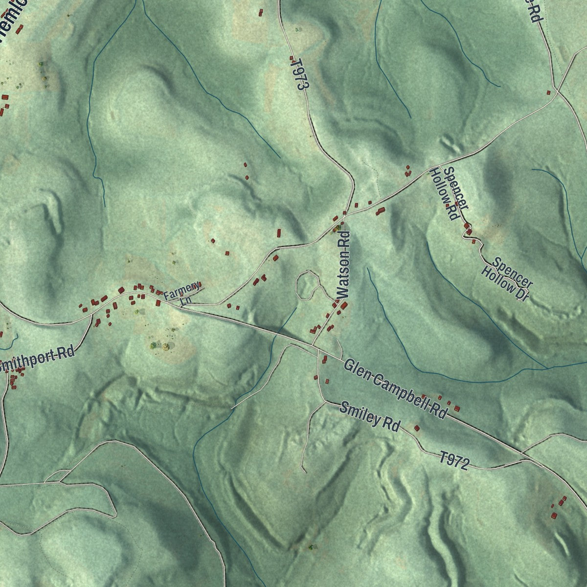 Close-up of the map of Banks, Indiana County, Pennsylvania print showing street and building detail