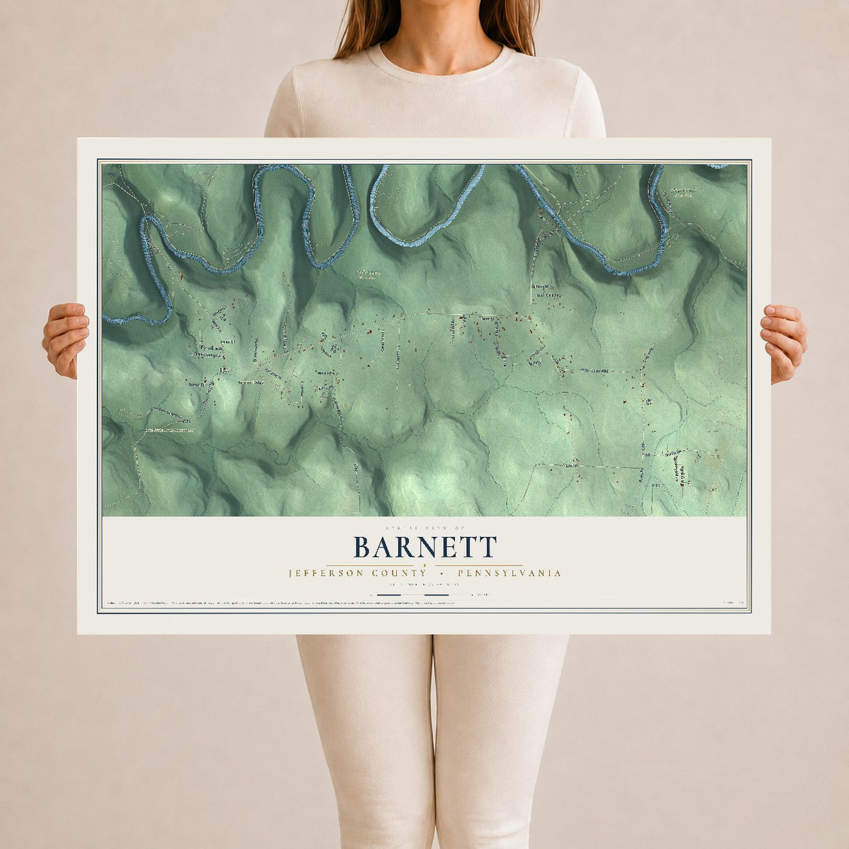 Map of Barnett, Jefferson County, Pennsylvania, 24 x 36 inch unframed archival matte print