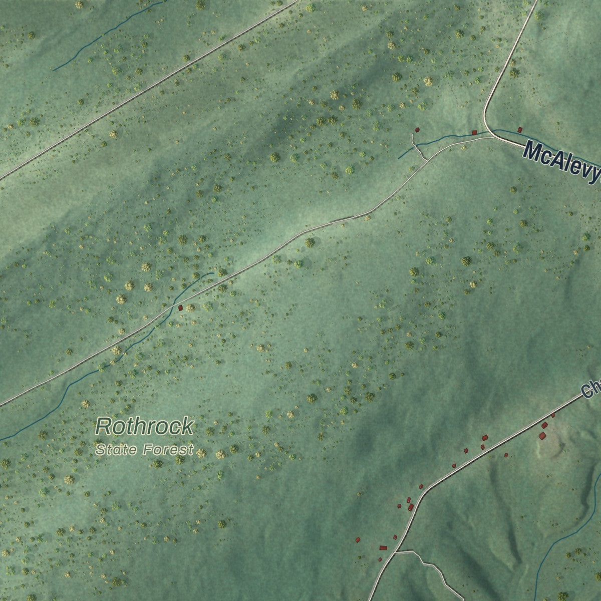 Second close-up of the map of Barree, Pennsylvania print showing more streets and buildings