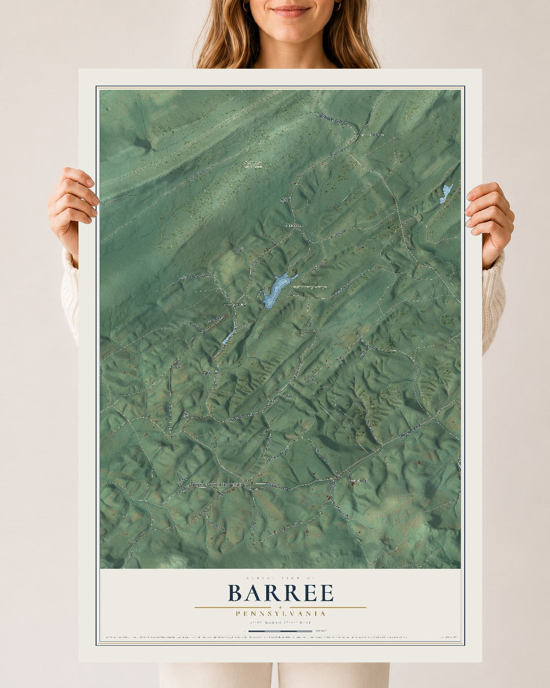 Map of Barree, Pennsylvania, 24 x 36 inch unframed archival matte print