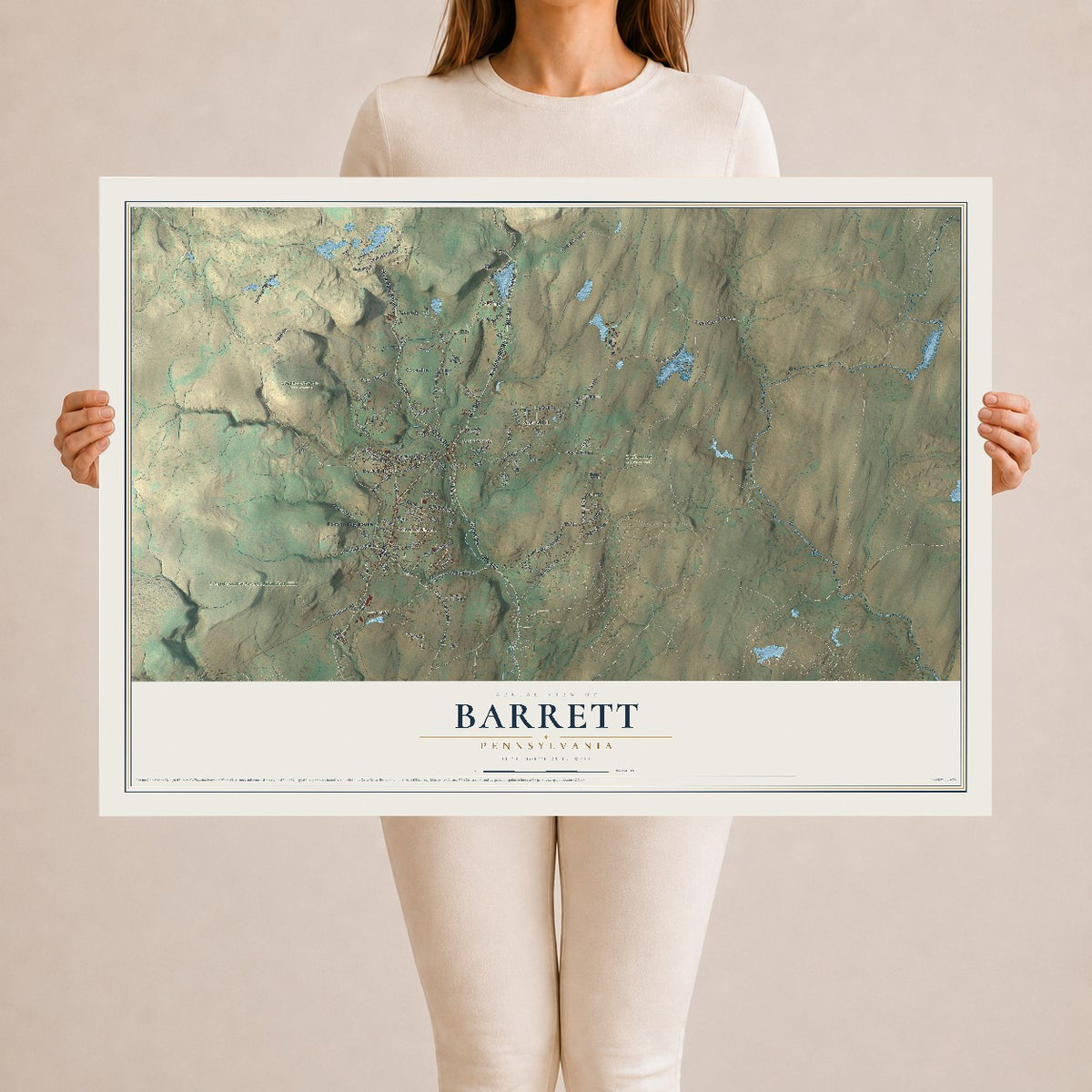 Map of Barrett, Pennsylvania, 24 x 36 inch unframed archival matte print