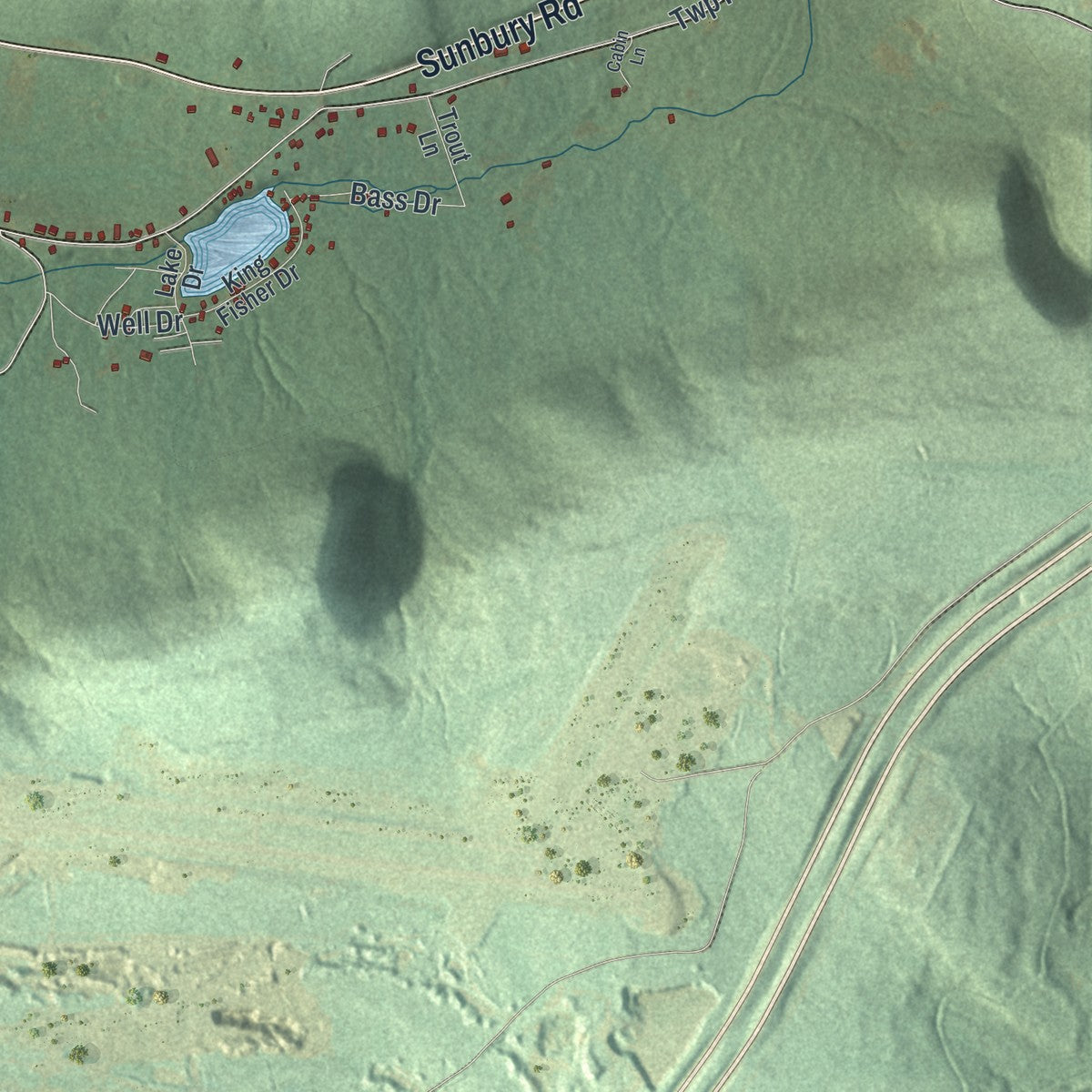 Second close-up of the map of Barry, Pennsylvania print showing more streets and buildings