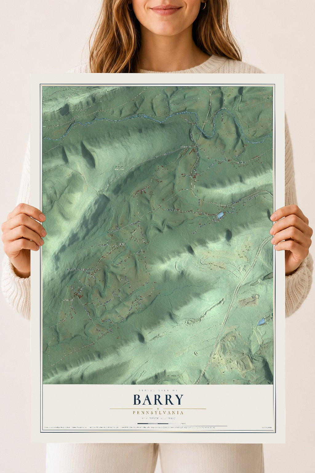 Map of Barry, Pennsylvania, 18 x 24 inch unframed archival matte print