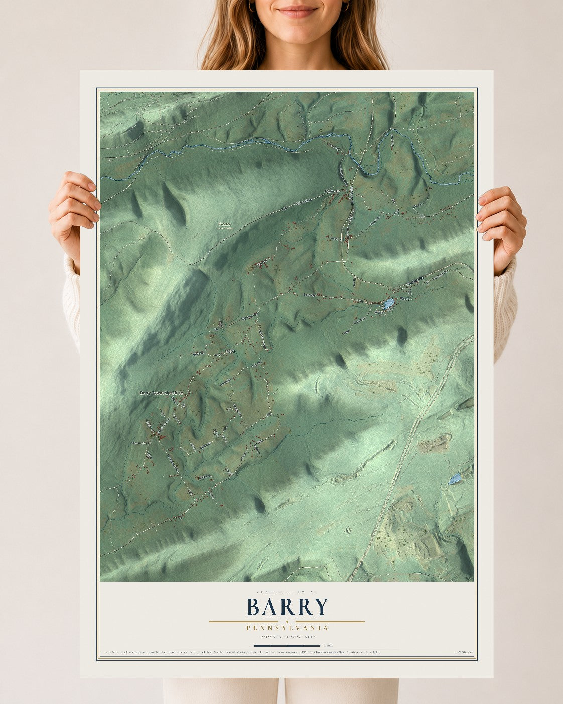 Map of Barry, Pennsylvania, 24 x 36 inch unframed archival matte print