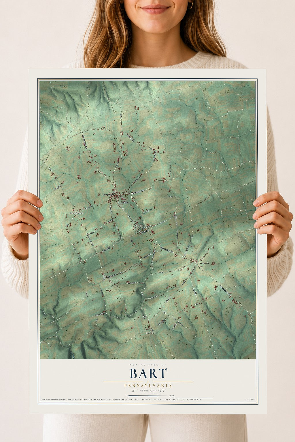Map of Bart, Pennsylvania, 18 x 24 inch unframed archival matte print
