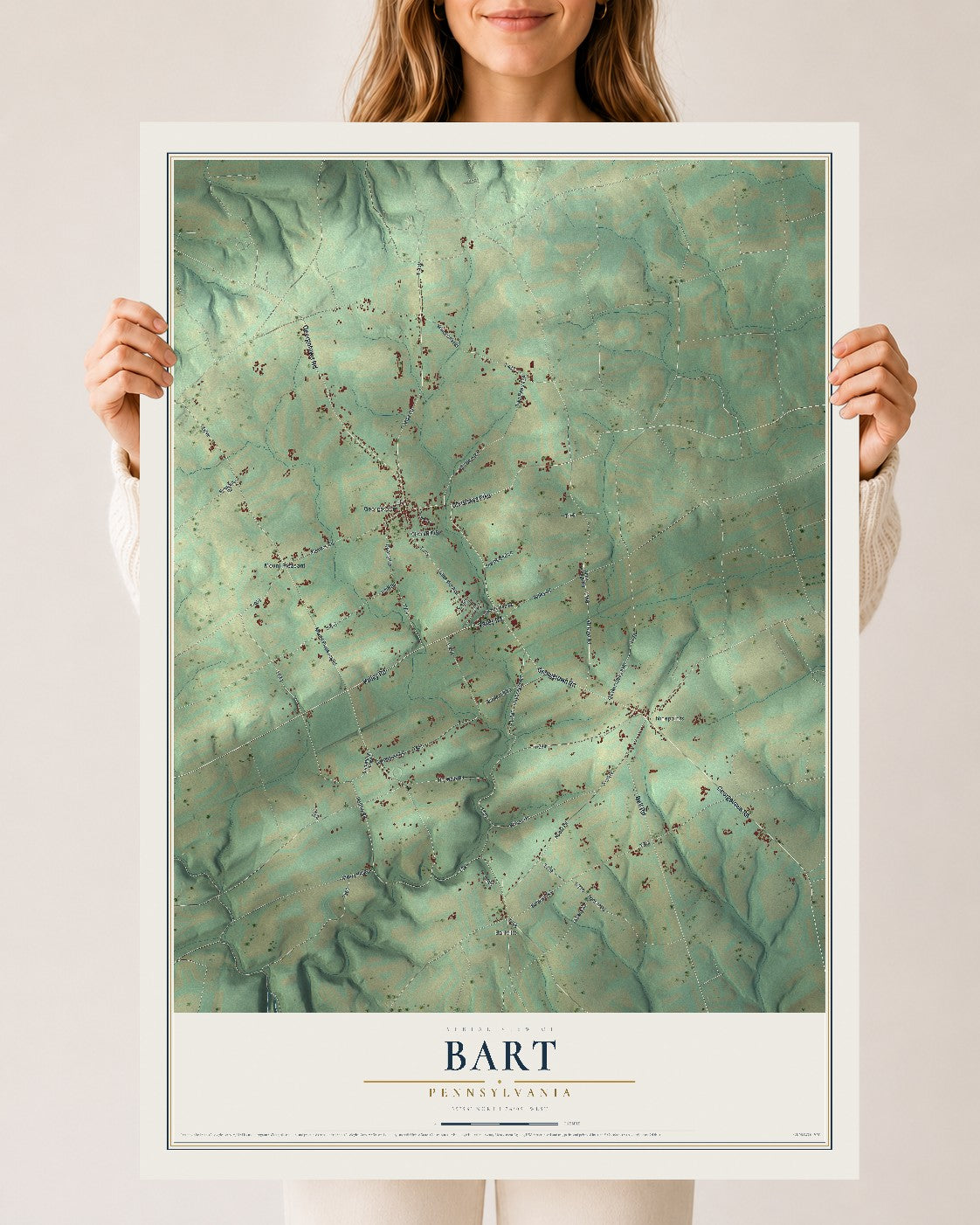 Map of Bart, Pennsylvania, 24 x 36 inch unframed archival matte print