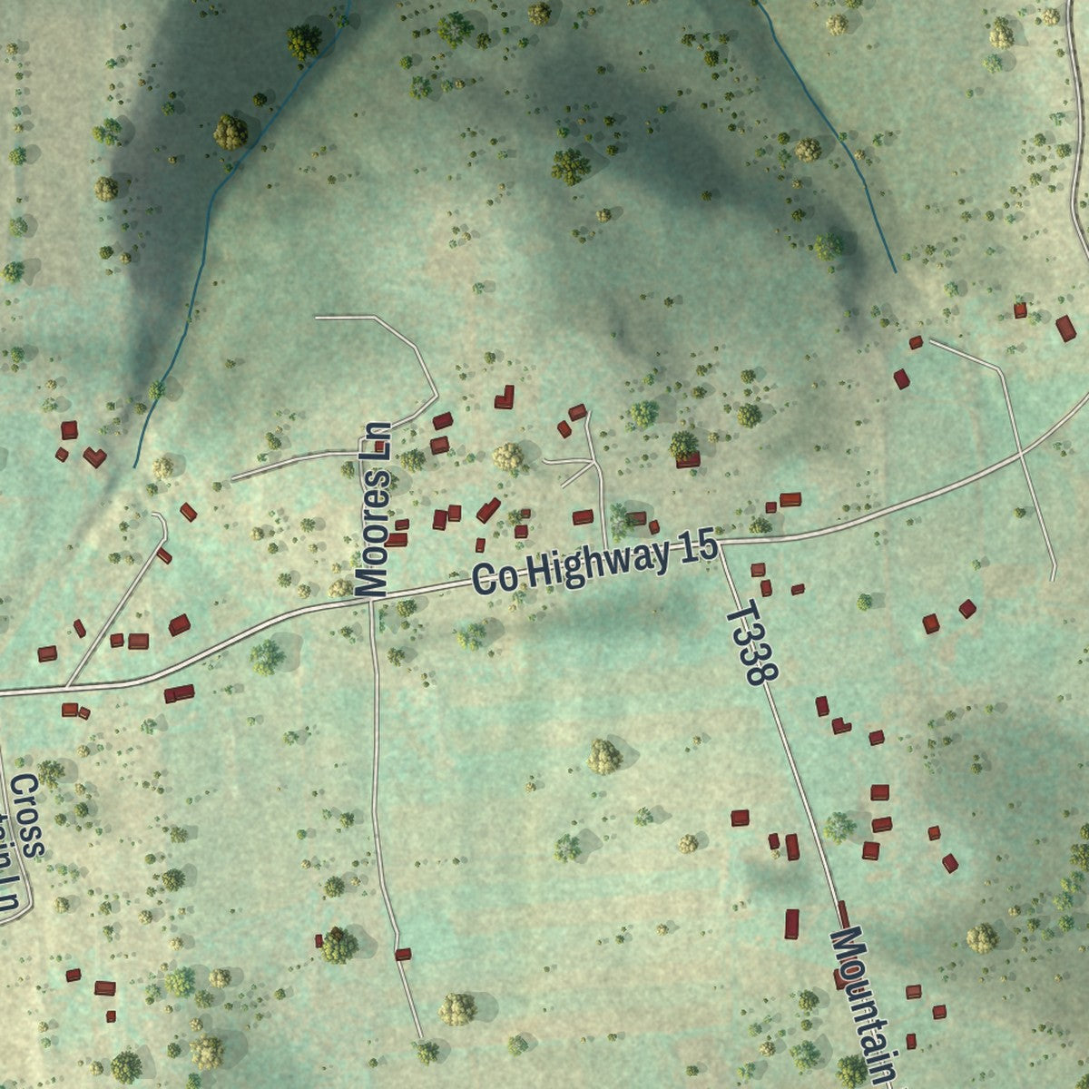 Close-up of the map of Bastress, Pennsylvania print showing street and building detail