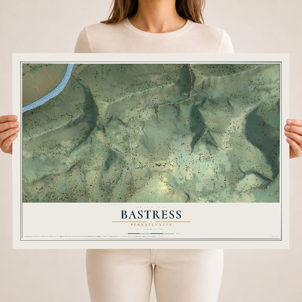 Map of Bastress, Pennsylvania, 18 x 24 inch unframed archival matte print