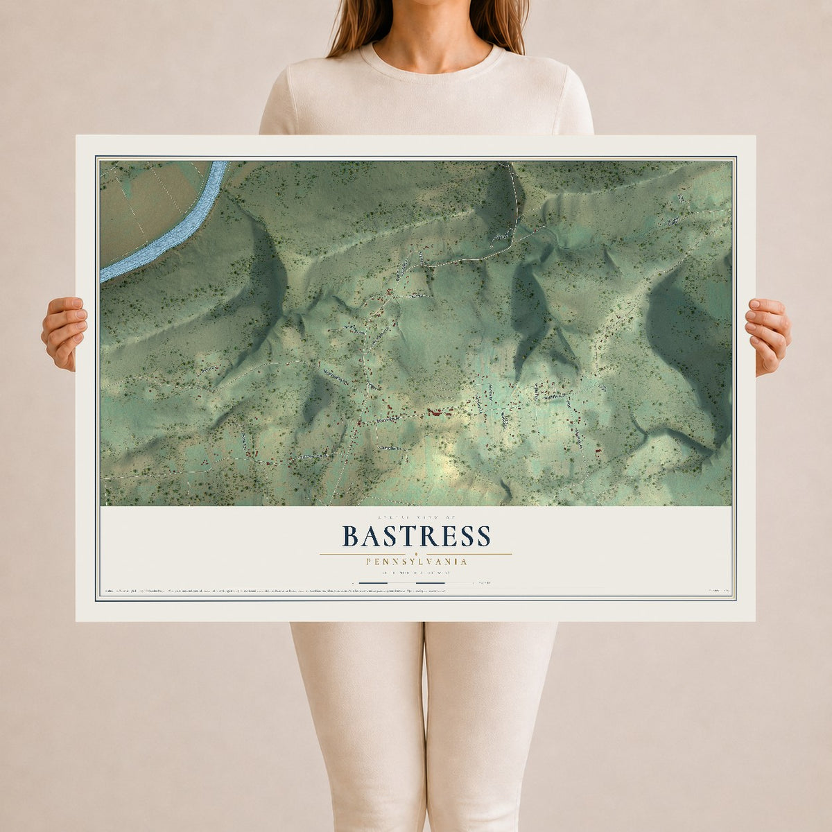 Map of Bastress, Pennsylvania, 24 x 36 inch unframed archival matte print