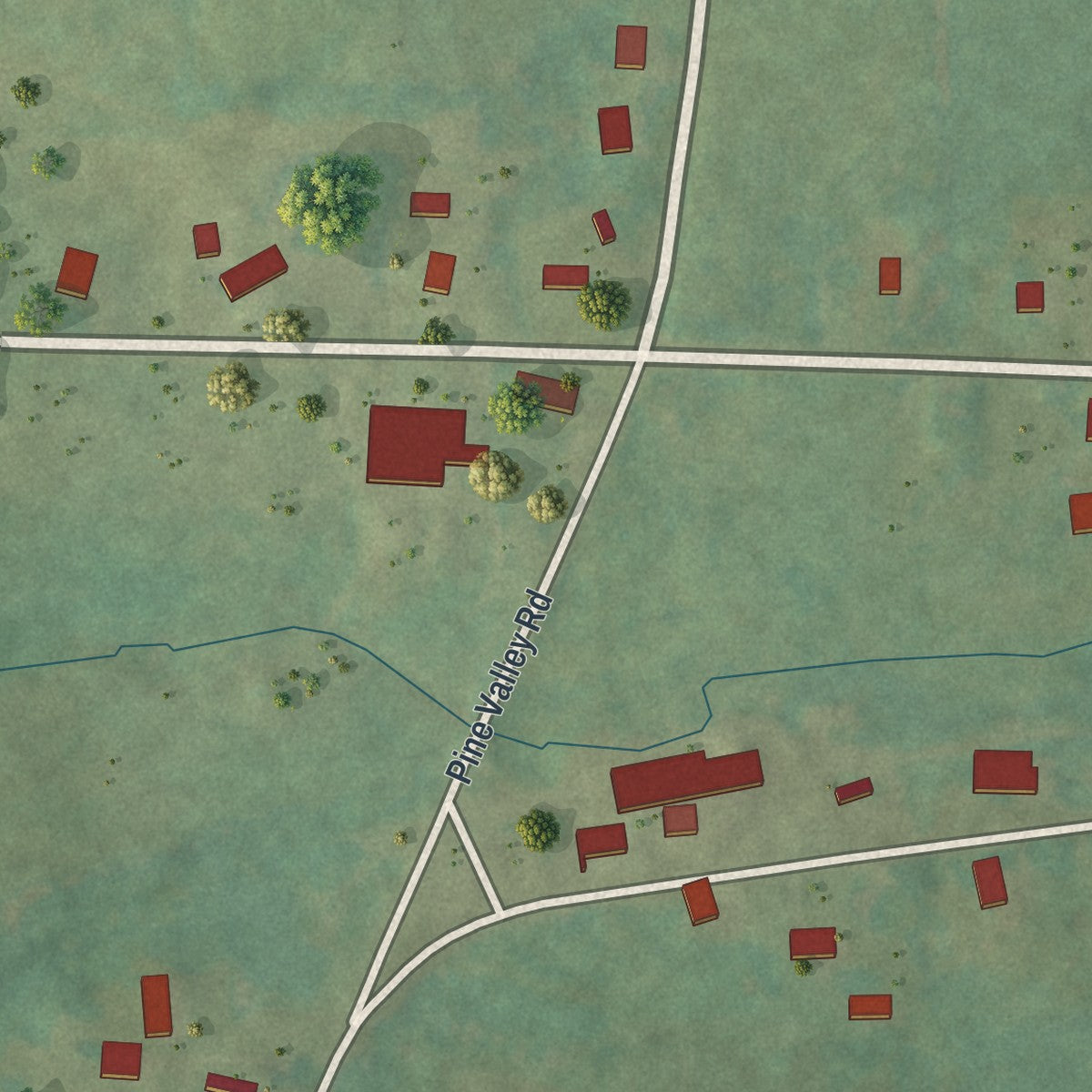 Second close-up of the map of Bear Lake, Pennsylvania print showing more streets and buildings