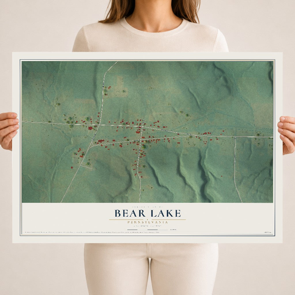 Map of Bear Lake, Pennsylvania, 18 x 24 inch unframed archival matte print