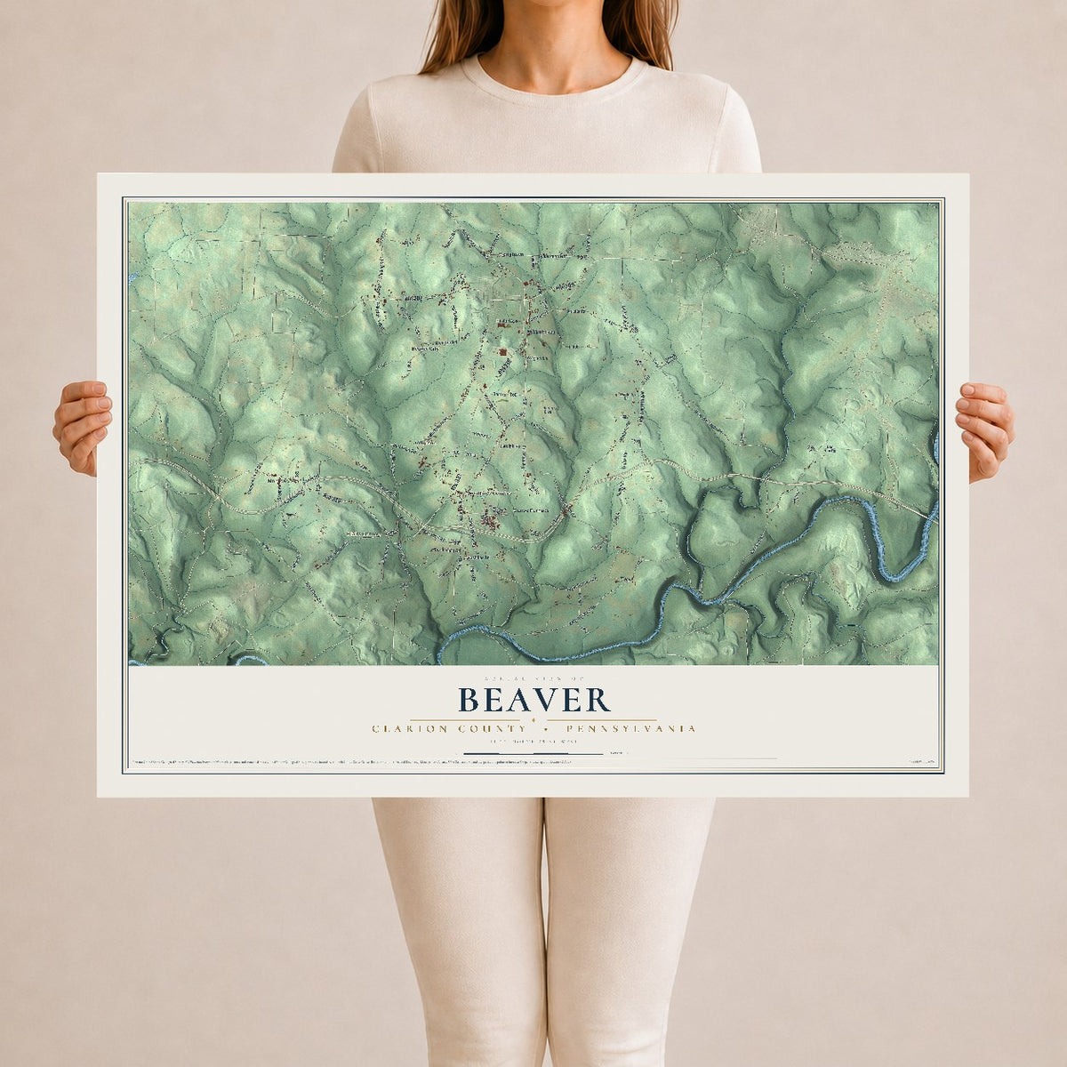 Map of Beaver, Clarion County, Pennsylvania, 24 x 36 inch unframed archival matte print