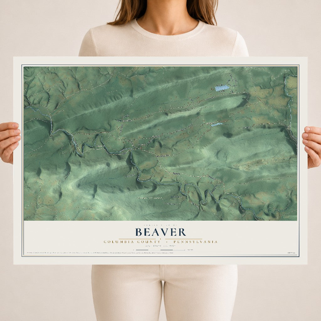 Map of Beaver, Columbia County, Pennsylvania, 18 x 24 inch unframed archival matte print