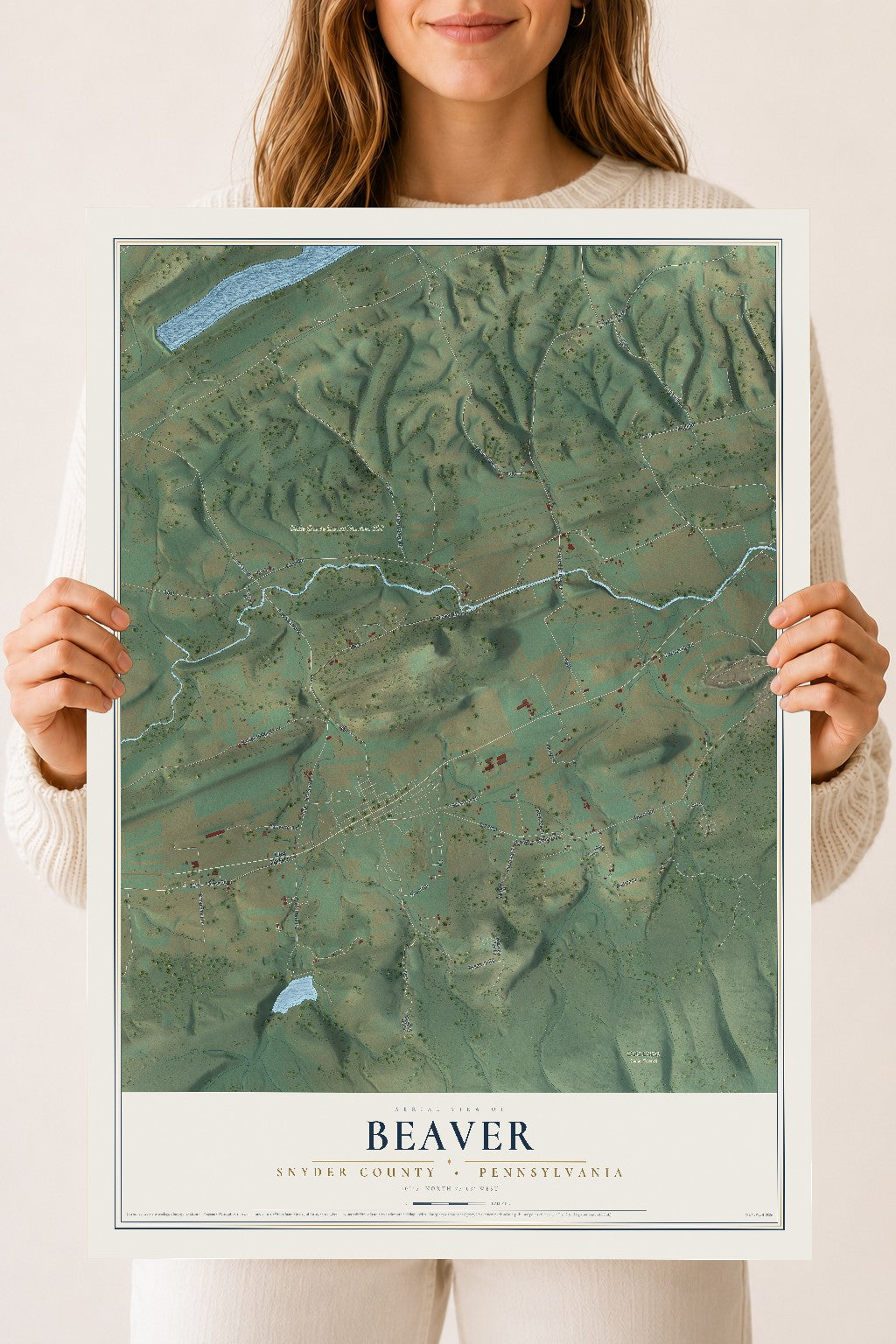 Map of Beaver, Snyder County, Pennsylvania, 18 x 24 inch unframed archival matte print