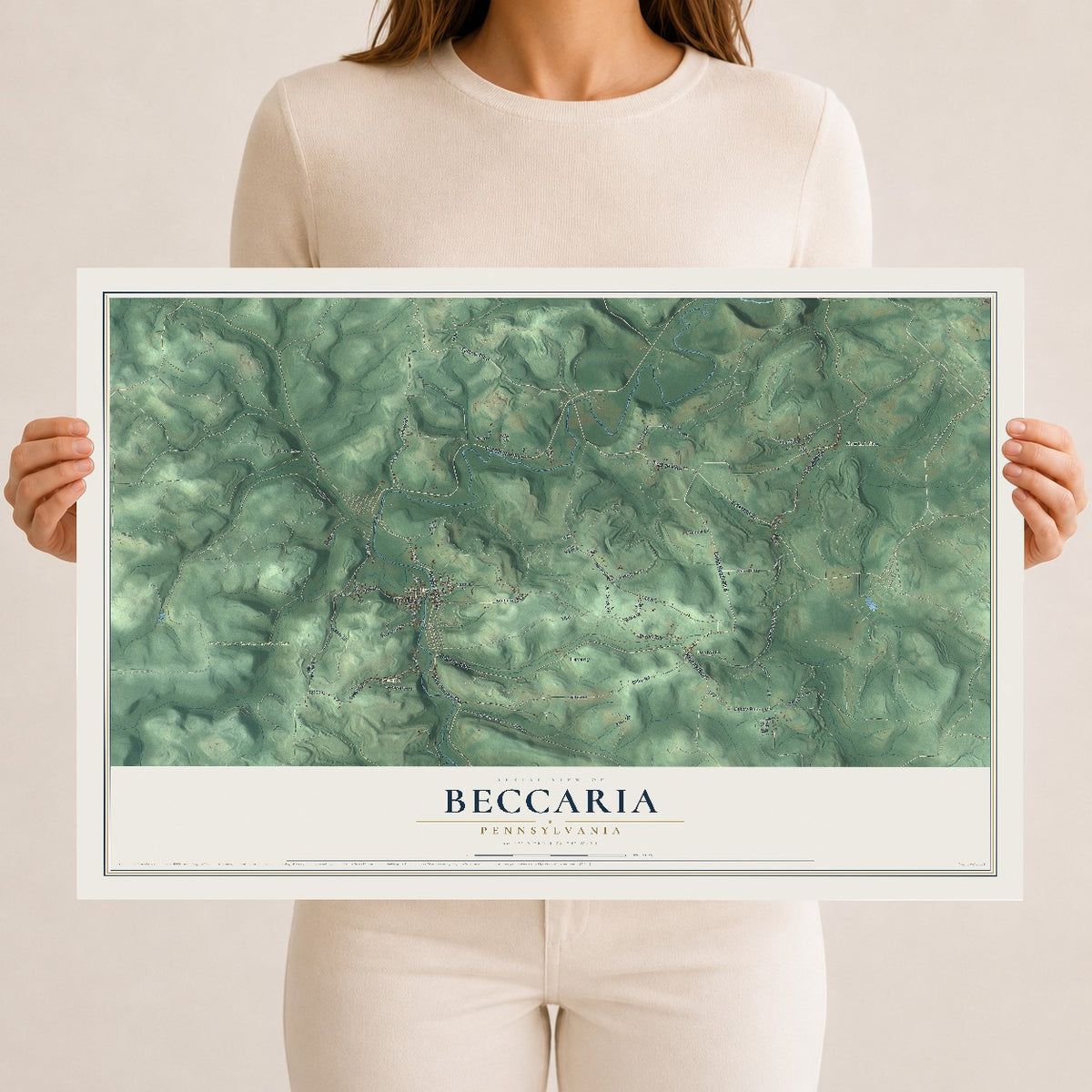 Map of Beccaria, Pennsylvania, 12 x 18 inch unframed archival matte print