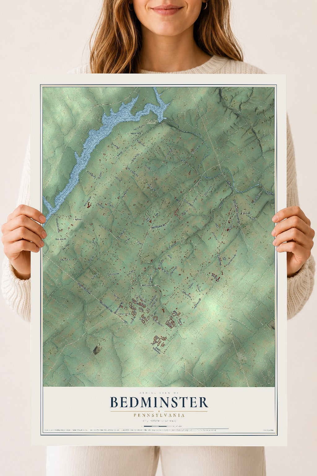 Map of Bedminster, Pennsylvania, 18 x 24 inch unframed archival matte print