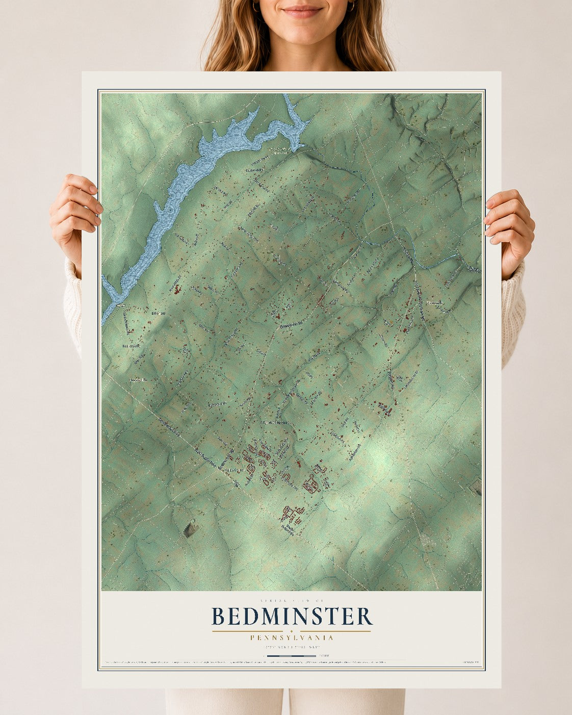 Map of Bedminster, Pennsylvania, 24 x 36 inch unframed archival matte print