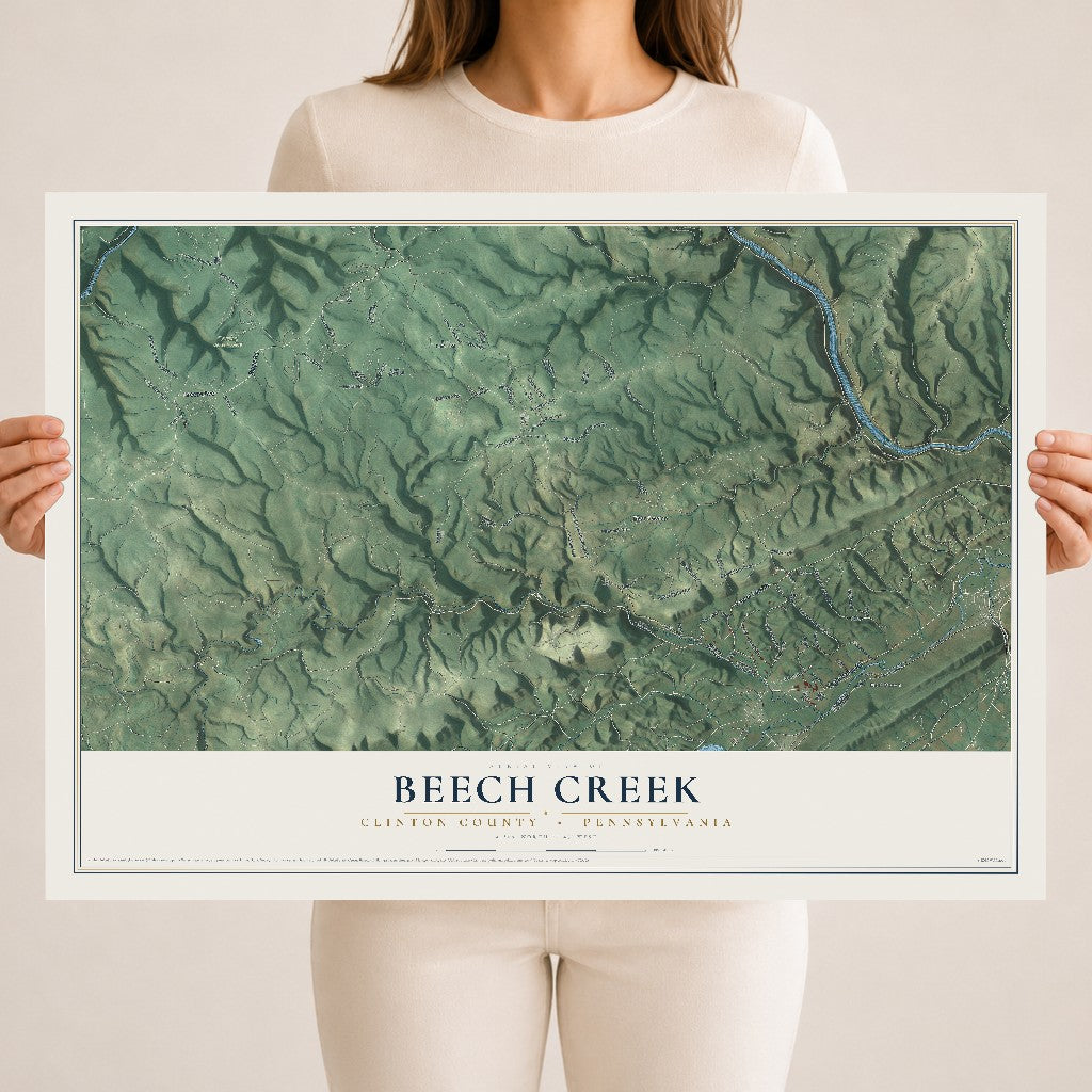 Map of Beech Creek, Clinton County, Pennsylvania, 18 x 24 inch unframed archival matte print